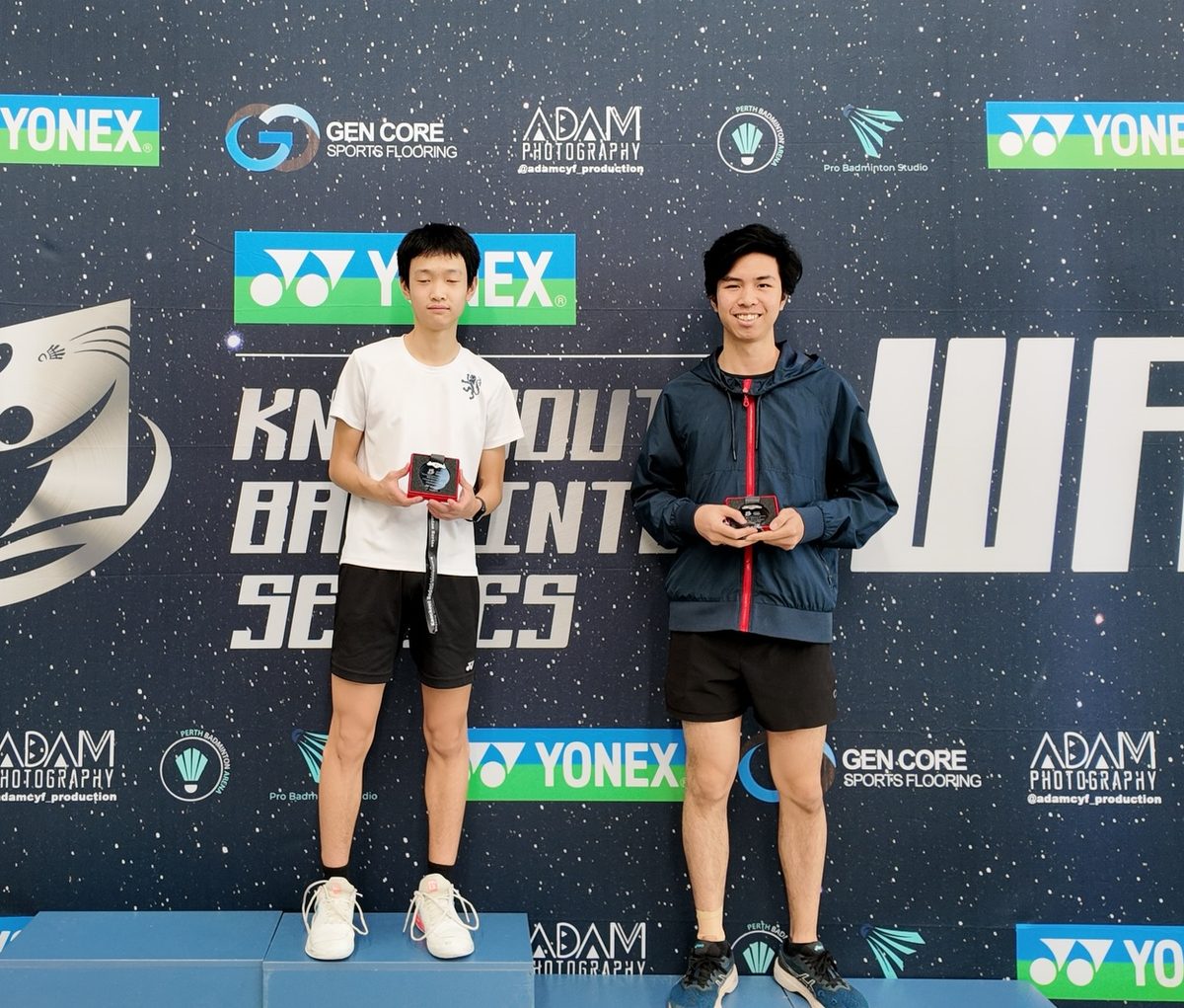 Emmanuel on the podium at the Knockout Tournament